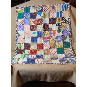 Vintage 60's Small Hand Made Quilt Baby or Doll Sized Fiber Arts
